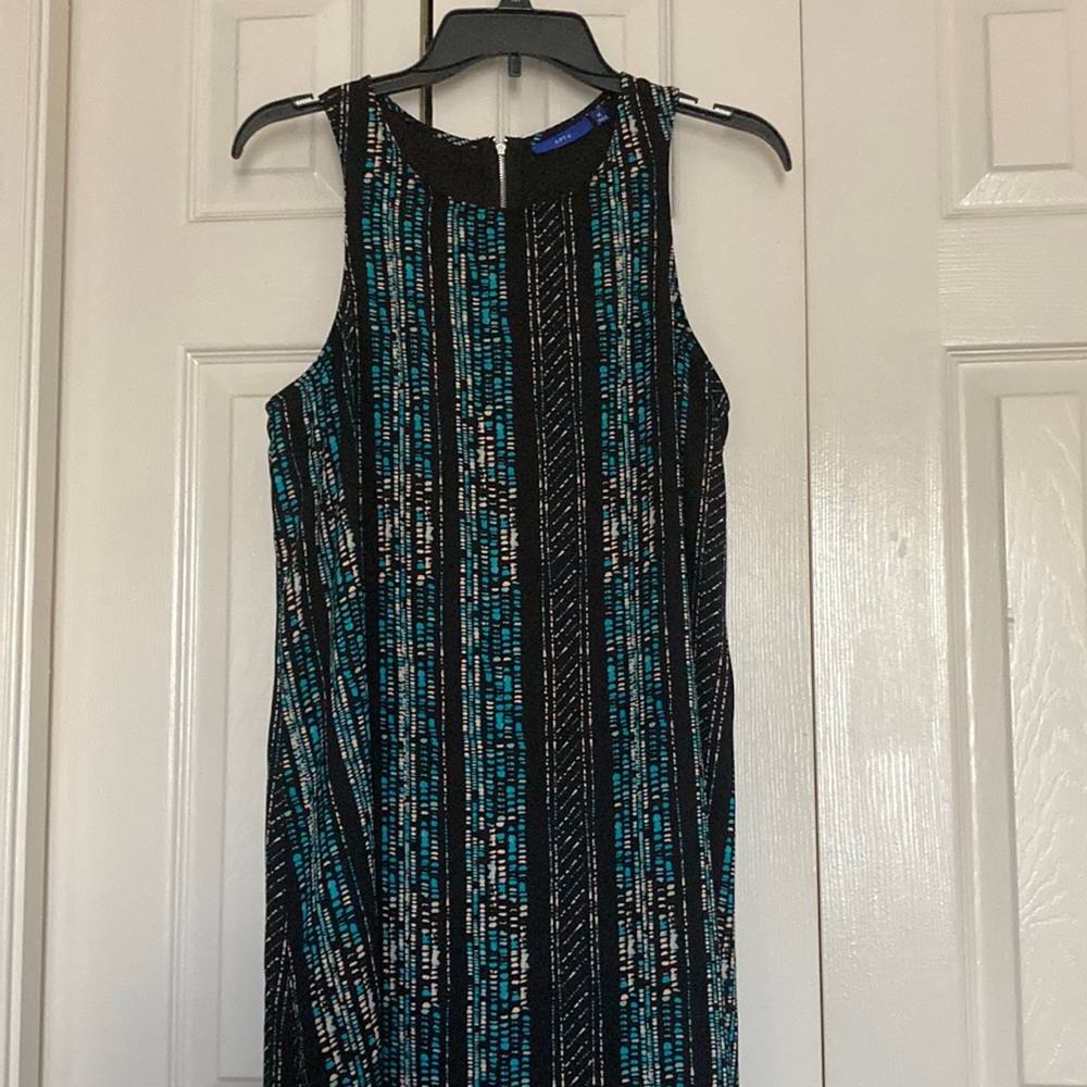 Tank dress, brown and turquoise, lined with zip up in back